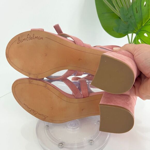 Sam Edelman Women's Suede Strappy Sheri Sandal Heels Pink Size 9 Gladiator - Picture 10 of 14